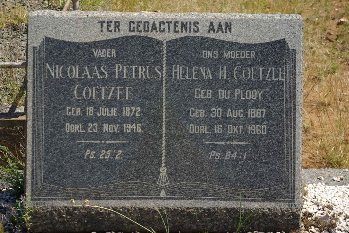 COETZEE Nicolaas Petrus 1872-1946 &amp; Helena H. DU PLOOY 1887-1960