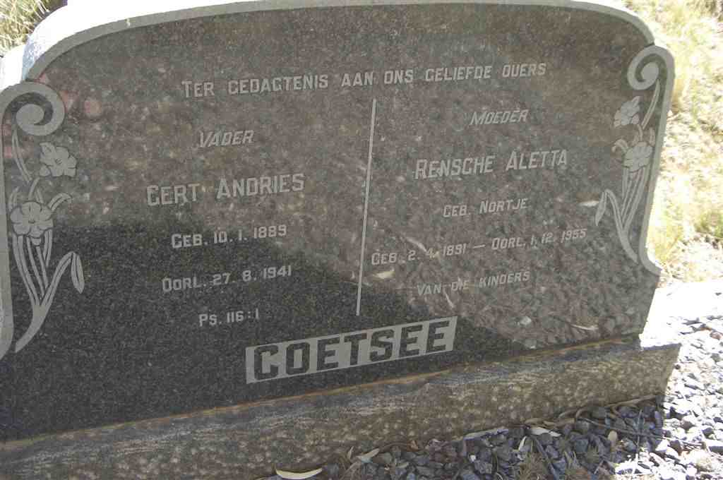 COETSEE Gert Andries 1889-1941 &amp; Rensche Aletta NORTJE 1891-1955