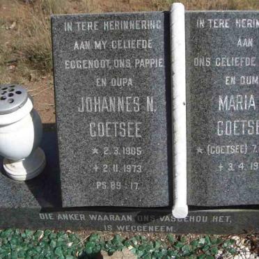COETSEE Johannes N. 1905-1973 &amp; Maria J. COETSEE 1910-1983