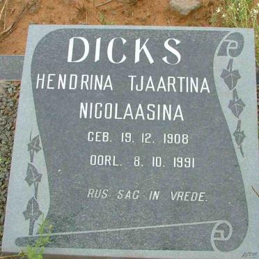 DICKS Hendrina Tjaartina Nicolaasina 1908-1991