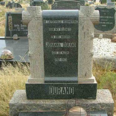 DURAND Johanna nee DE KLERK 1912-1953