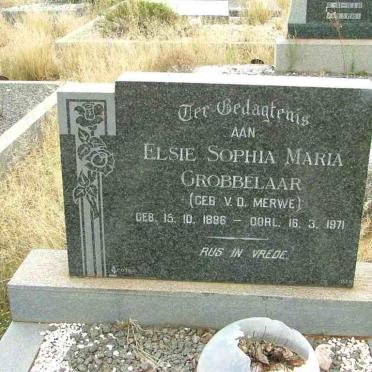 GROBBELAAR Elsie Sophia Maria nee V.D. MERWE 1886-1971