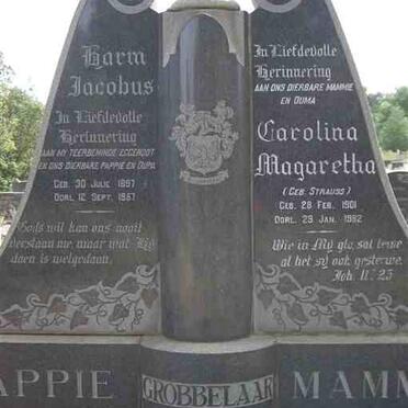 GROBBELAAR Harm Jacobus 1897-1957 &amp; Carolina Magaretha STRAUSS 1901-1982