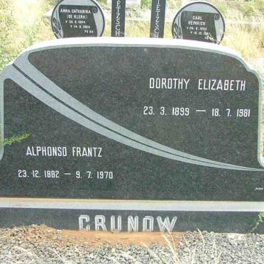 GRUNOW Alphonso Frantz 1882-1970 &amp; Dorothy Elizabeth 1899-1981