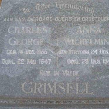 GRIMSELL Charles George 1855-1947 &amp; Anna Wilhelmina STRYDOM 1880-1948