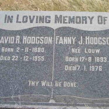 HODGSON David R. 1880-1955 &amp; Fanny J. LOUW 1893-1976