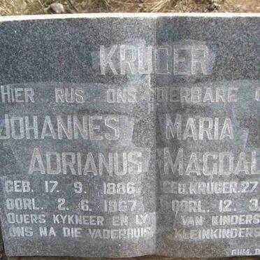 KRUGER Johannes Adrianus 1886-1967 &amp; Maria Margaretha KRUGER 1892-1959