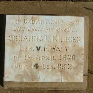 KRUGER Susanna L. nee V.D. WALT 1860-1932