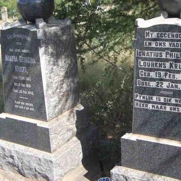 KRUGER Ignatius Philippus Lourens 1881-1936 &amp; Martha Georgina FERREIRA 1891-1940
