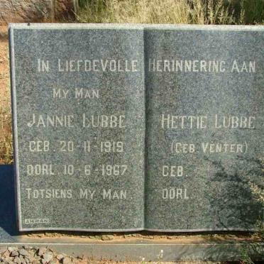 LUBBE Jannie 1919-1967 &amp; Hettie VENTER