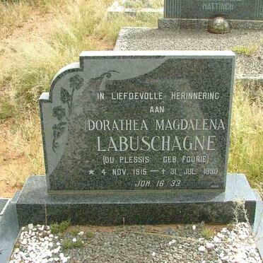 LABUSCHAGNE Dorathea Magdalena previously DU PLESSIS nee FOURIE 1915-1990