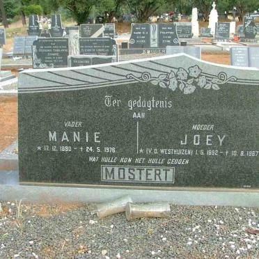 MOSTERT Manie 1890-1976 &amp; Joey V.D. WESTHUIZEN 1892-1967