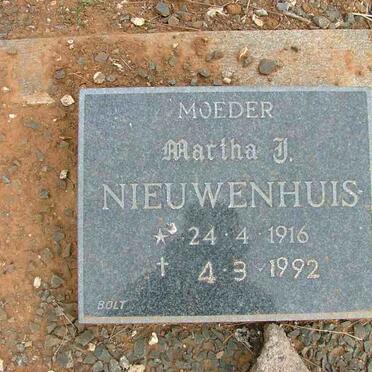 NIEUWENHUIS Martha J. 1916-1992