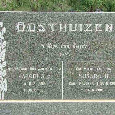 OOSTHUIZEN Jacobus F. 1886-1972 &amp; Susara D. TRAUERNICHT 1903-1988