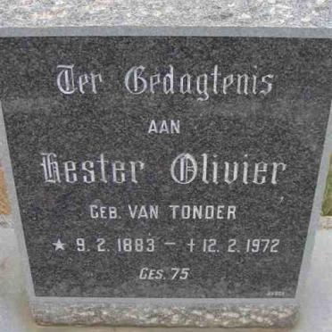 OLIVIER Hester nee VAN TONDER 1883-1972