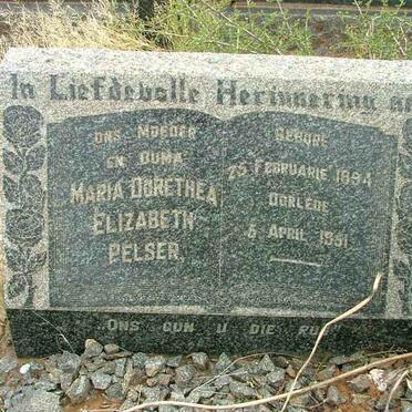 PELSER Maria Dorethea Elizabeth 1894-1951