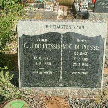 PLESSIS C.J., du 1879-1959 &amp; M.C. DE JONGE 1883-1946