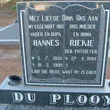 PLOOY Hannes, du 1934-1999 &amp; Riekie POTGIETER 1940-