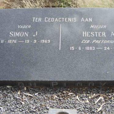PLOOY Simon J., du 1876-1969 &amp; Hester A. PRETORIUS 1883-1970