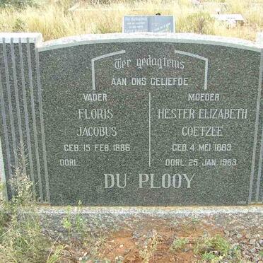 PLOOY Floris Jacobus, du 1886- &amp; Hester Elizabeth COETZEE 1883-1963