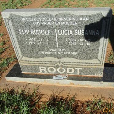 ROODT Flip Rudolf 1933-2011 &amp; Lucia Susanna 1937-2012