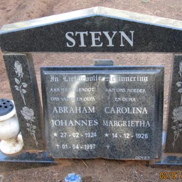STEYN Abraham Johannes 1924-1997 &amp; Carolina Margrietha 1926-
