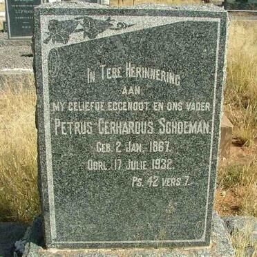 SCHOEMAN Petrus Gerhardus 1867-1932