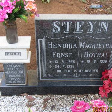 STEYN Hendrik Ernst 1926-1998 &amp; Magrietha BOTHA 1930-2019