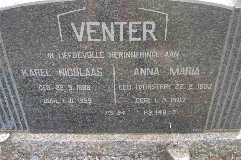 VENTER Karel Nicolaas 1888-1959 &amp; Anna Maria VORSTER  1893-1967