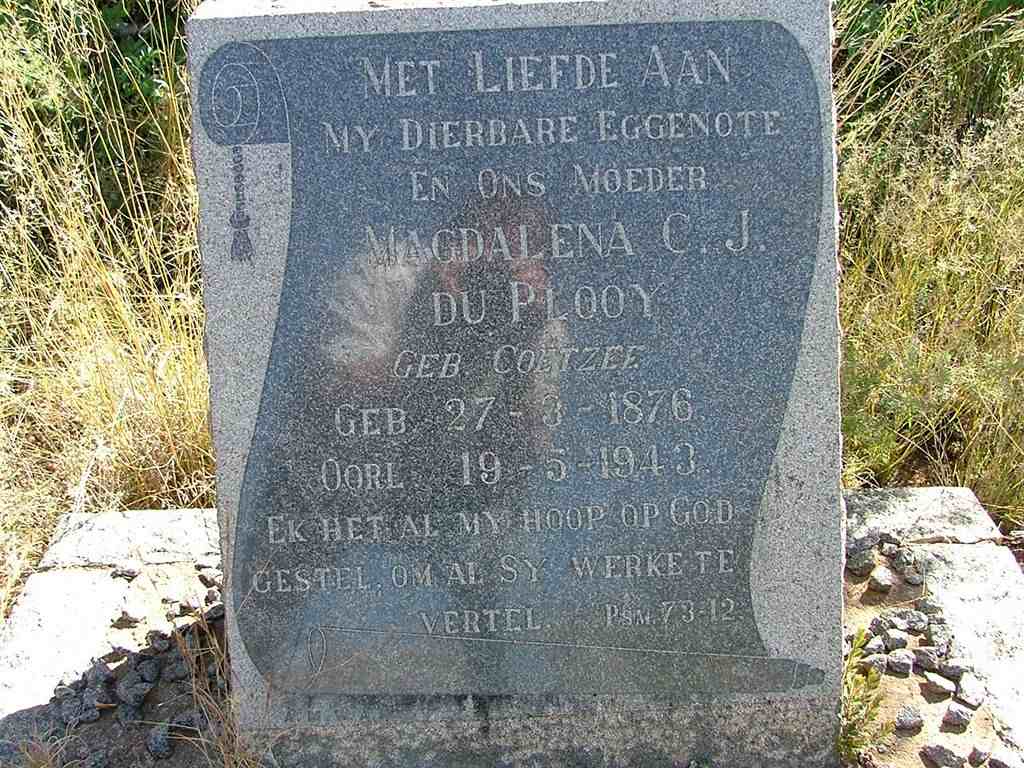 PLOOY  Magdalena C.J., du  nee COETZEE 1876-1943