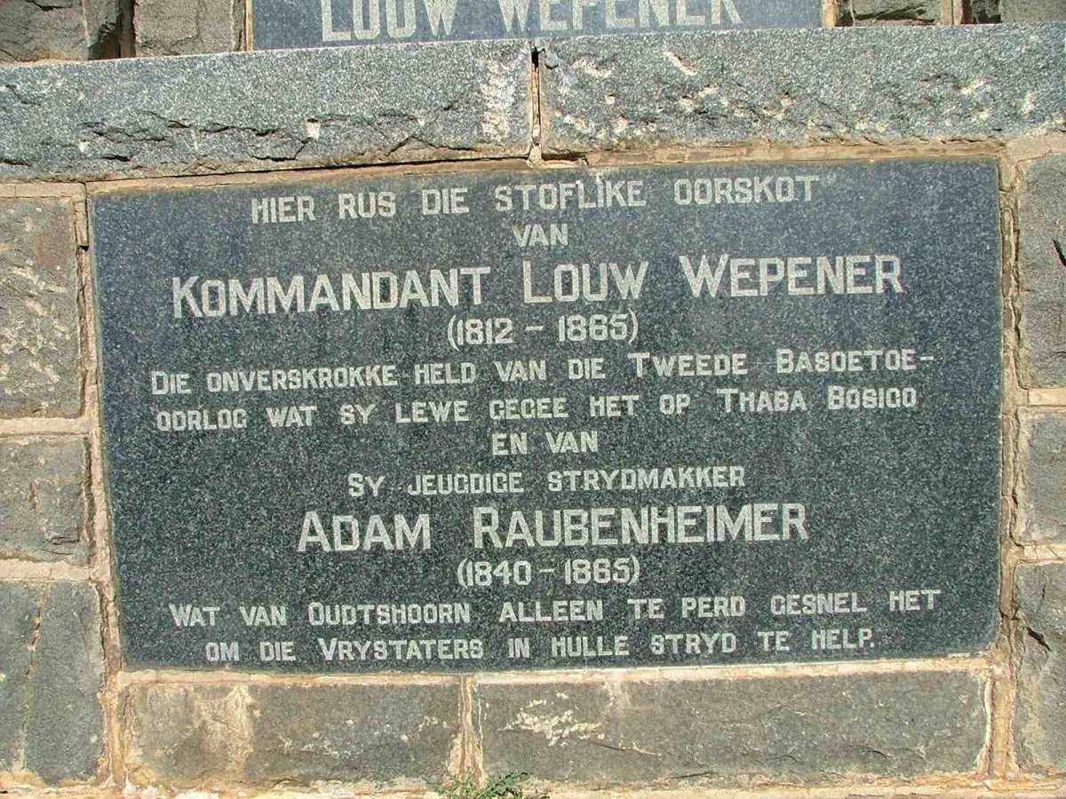 WEPENER Louw 1812-1865 :: RAUBENHEIMER Adam 1840-1865