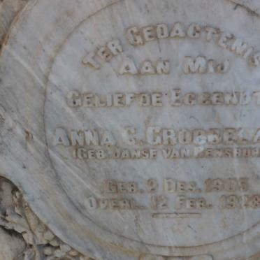 GROBBELAAR Anna C. nee JANSE VAN RENSBURG 1905-1928