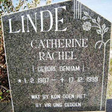 LINDE Catherine Rachel nee DENHAM 1907-1999