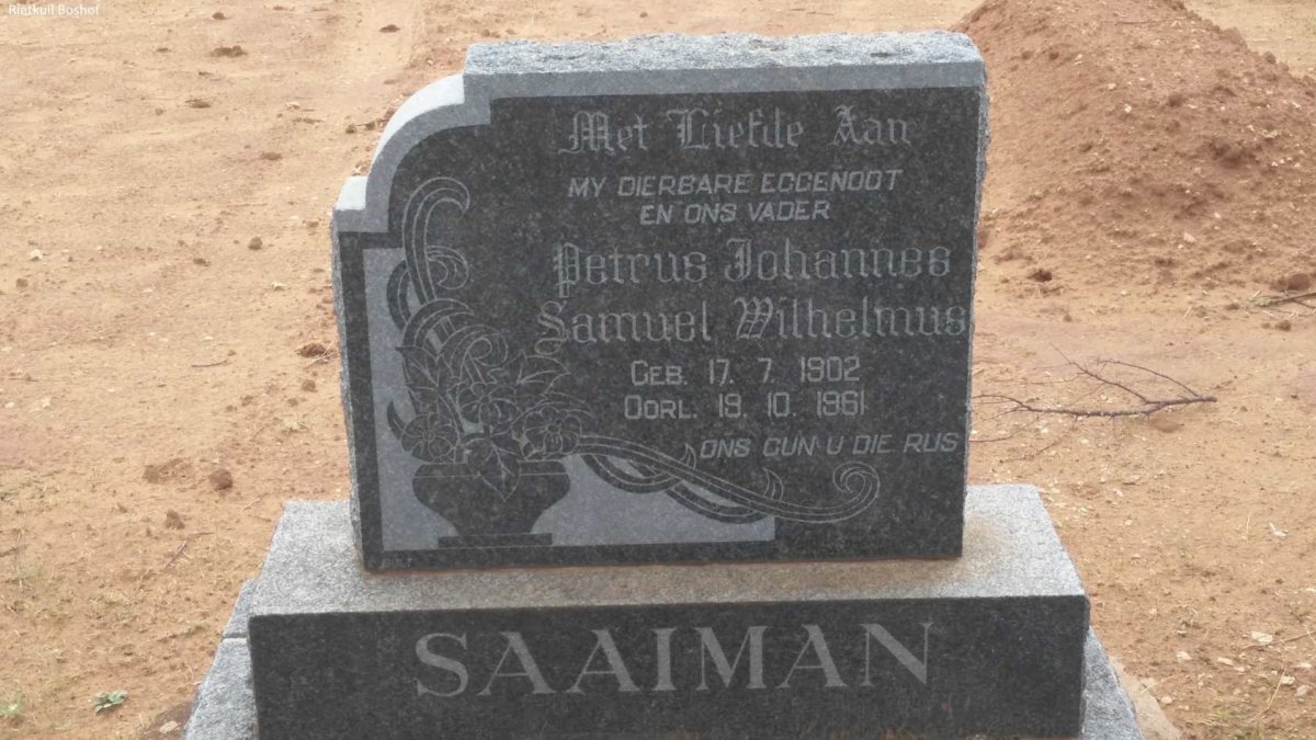 SAAIMAN Petrus Johannes Samuel Wilhelmus 1902-1961