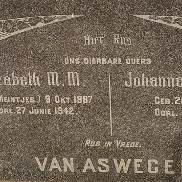 ASWEGEN Johannes Jurgens, van 1873-1949 &amp; Elizabeth M.M. MEINTJES 1887-1942