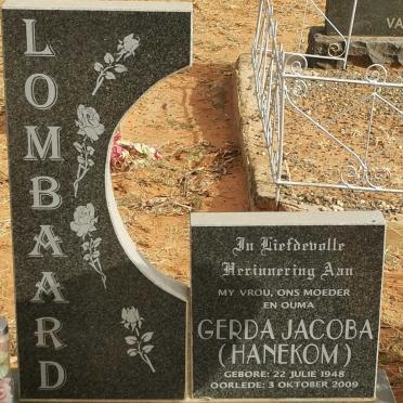 LOMBAARD Gerda Jacoba nee HANEKOM 1948-2009