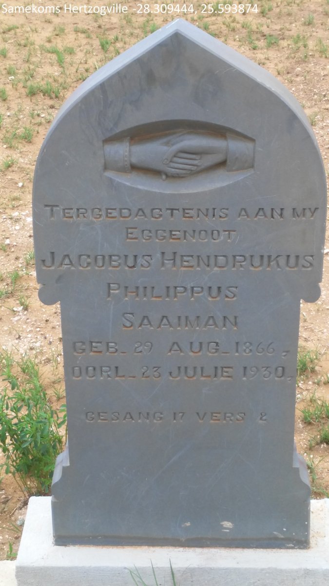 SAAIMAN Jacobus Hendrukus Philippus 1866-1930