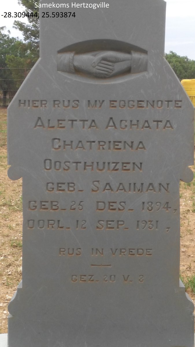 OOSTHUIZEN Aletta Aghata Chatriena nee SAAIMAN 1894-1931