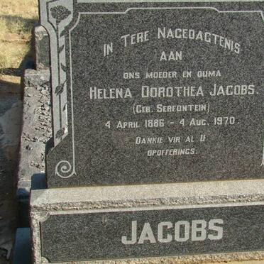 JACOBS Helena Dorothea nee SERFONTEIN 1886-1970