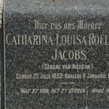 JACOBS Catharina Louisa Roelfina nee VAN NIEKERK 1853-1925