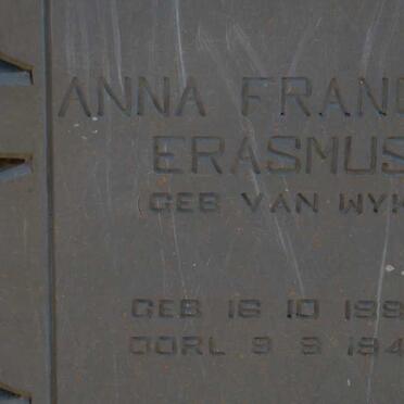 ERASMUS Anna Francina, nee VAN WYK 1880-1942