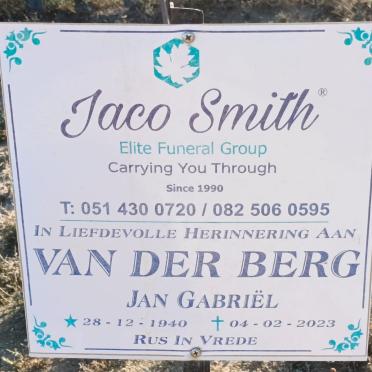 BERG Jan Gabriel, van der 1940-2023