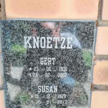 KNOETZE Gert 1930-2002 &amp; Susan 1929-2012