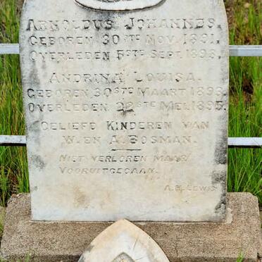 BOSMAN Arnoldus Johannes 1891-1893 :: BOSMAN Andrina Louisa 1893-1895