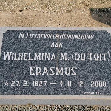 ERASMUS Wilhelmina Margaretha nee DU TOIT 1927-2000