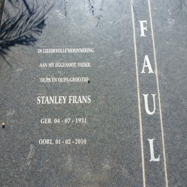 FAUL Stanley Frans 1931-2010 &amp; Martha Aletta Elizabeth 1937-2010