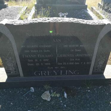 GREYLING Frans Eduard 1892-1959 &amp; Laurentia Josephina KOK 1896-1977