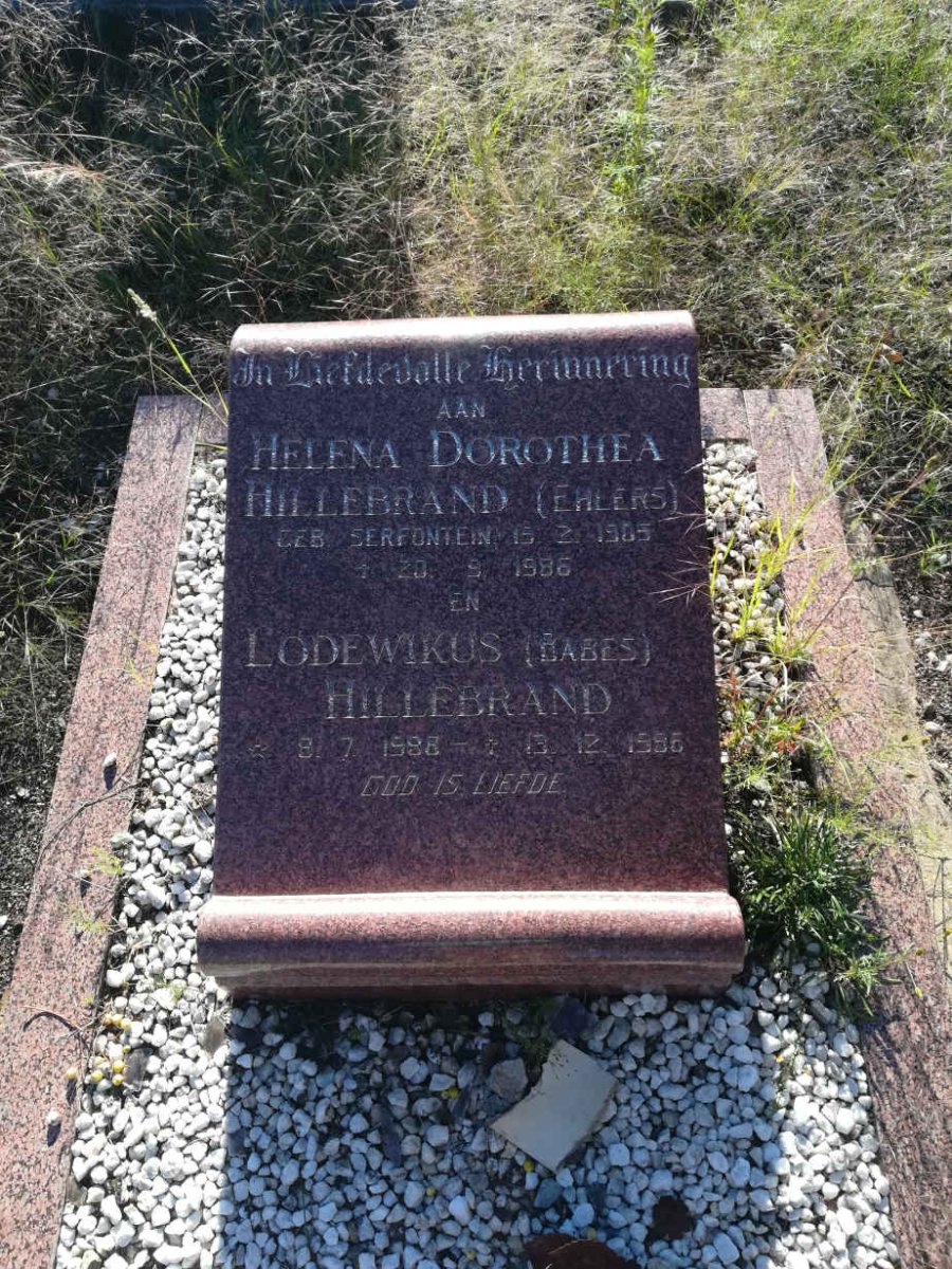 HILLEBRAND Helena Dorothea voorheen EHLERS nee SERFONTEIN 1905-1986 :: HILLEBRAND Lodewikus 198?-19?5