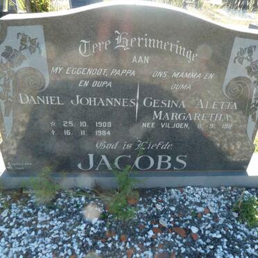 JACOBS Daniel Johannes 1908-1984 &amp; Gesina Aletta Margaretha VILJOEN 1911-