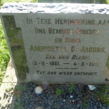 JACOBS Androetta C. nee VAN BLERK 1861-1947